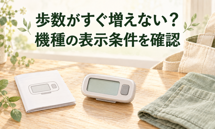 歩数計の表示が増える条件と持ち歩く位置を製品説明で確認する図